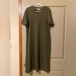 Green ribbed Madewell midi dress